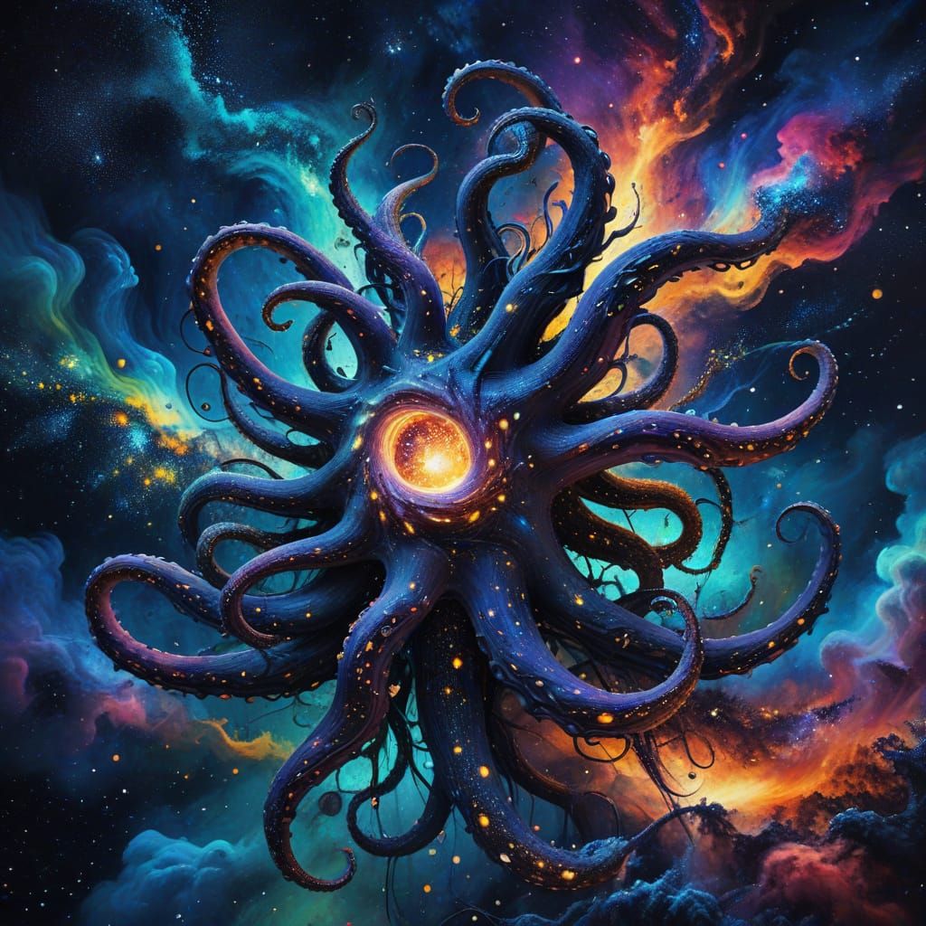 Surreal Portrait of Abstract Chaos in Cosmic Flux