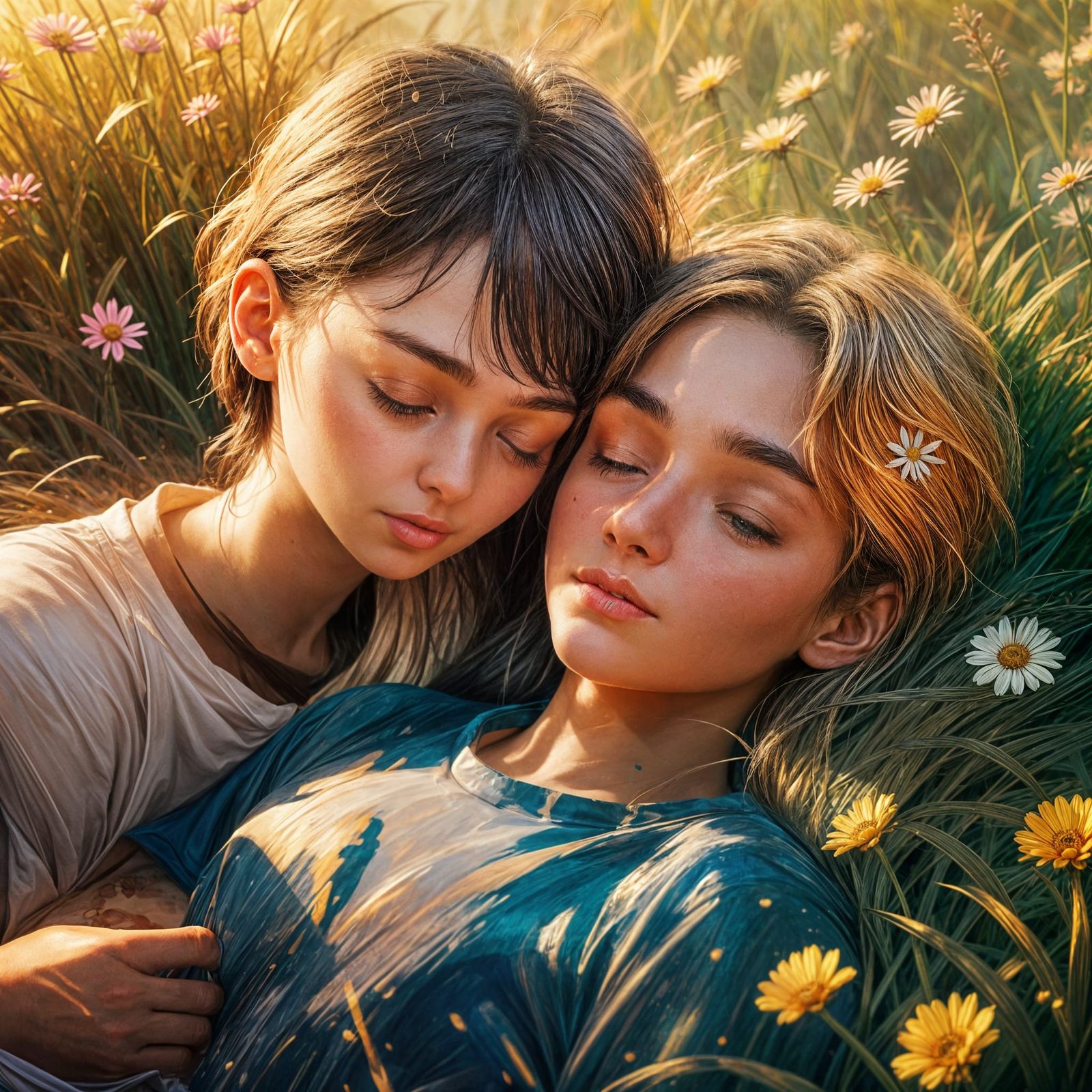 Hyperrealistic Girl Portrait with Colorful Background