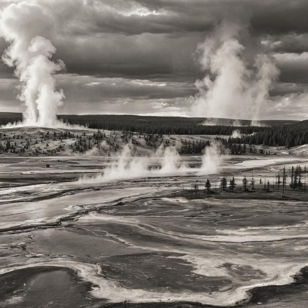 Yellowstone National Park Charcoal Landscape