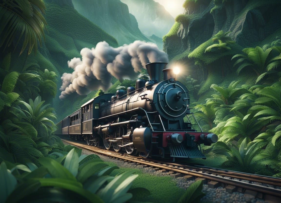 Steam Train Journey Through Jungle and Ice Mountains