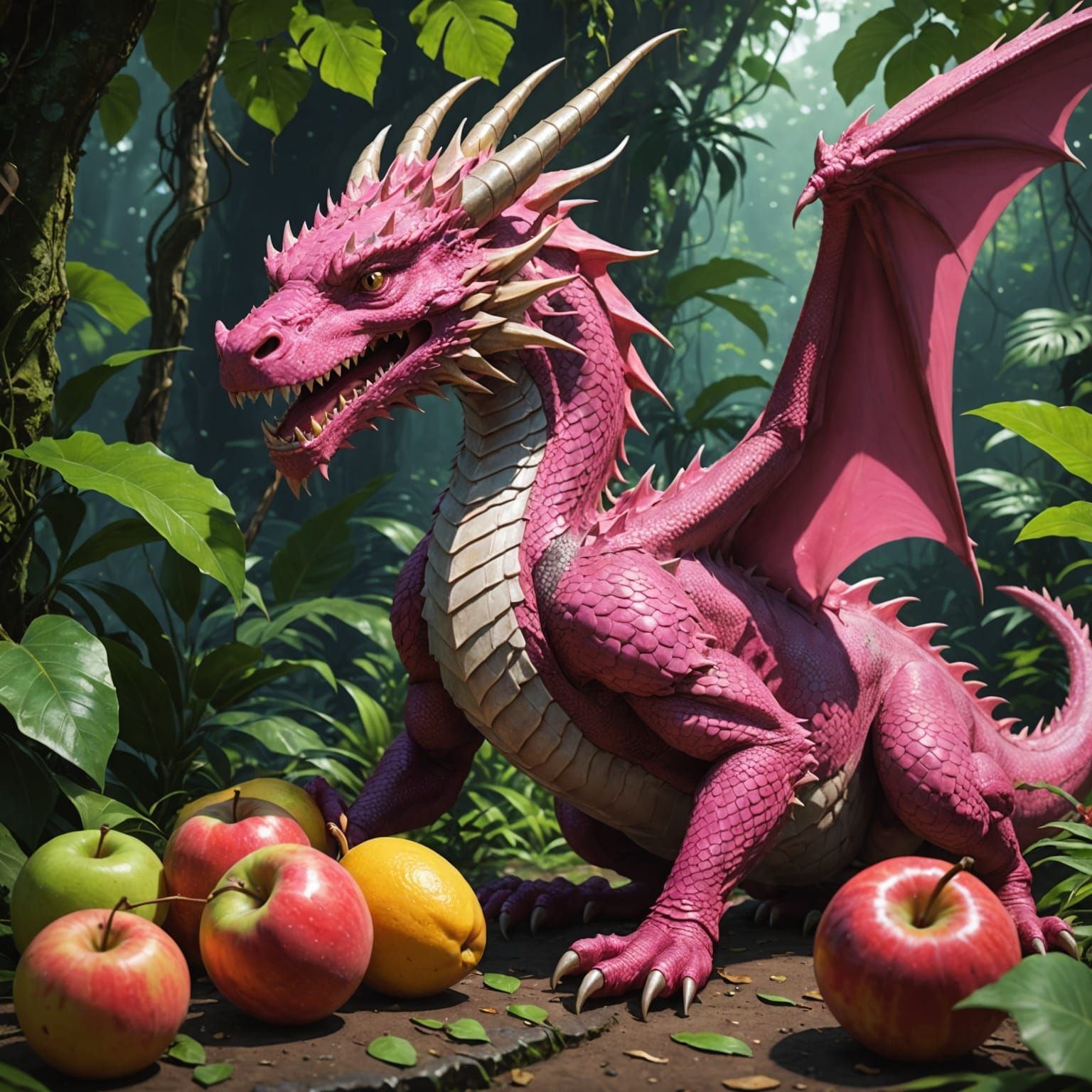 Vibrant Jungle Dragon in Anime Style