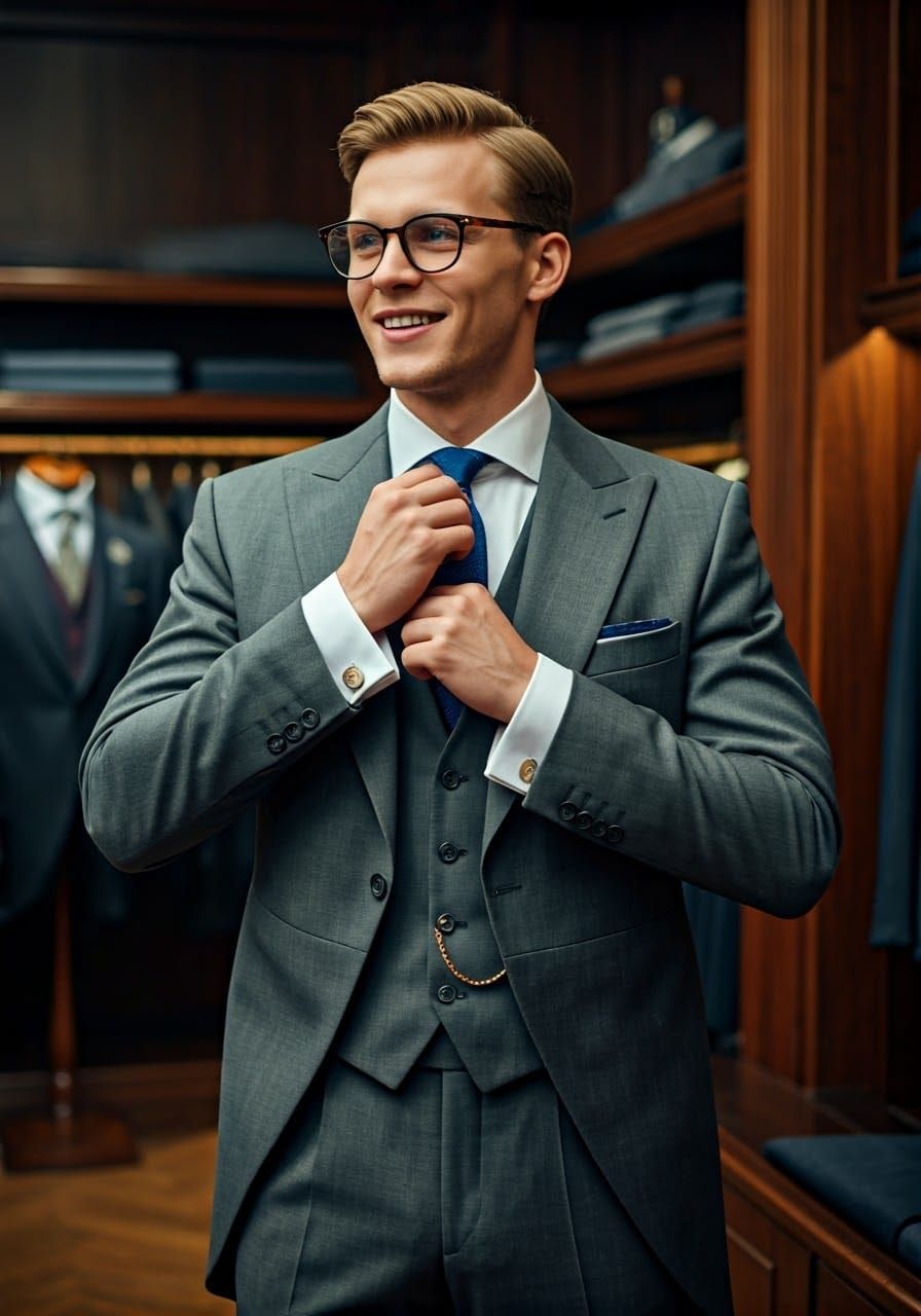 Dapper Gentleman in Luxurious Tailoring