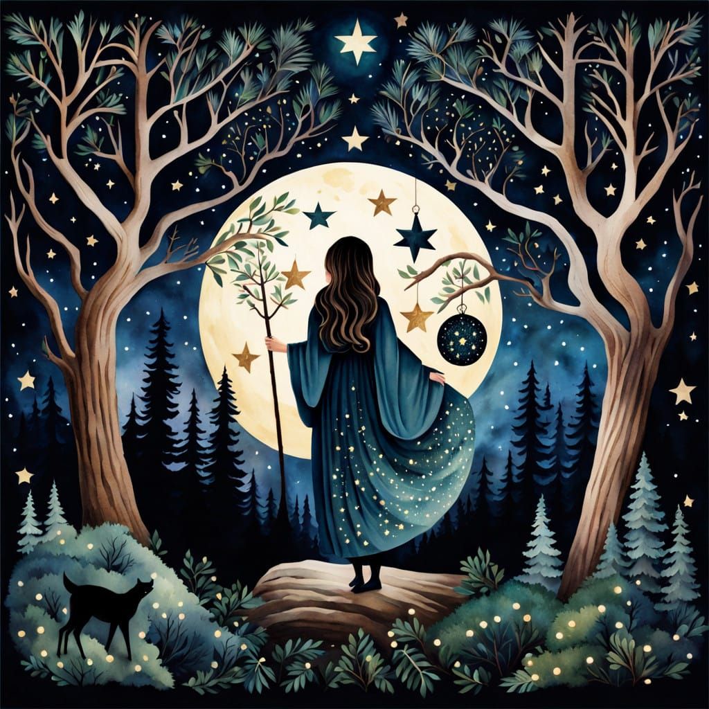 Whimsical Dark Forest Enchantress