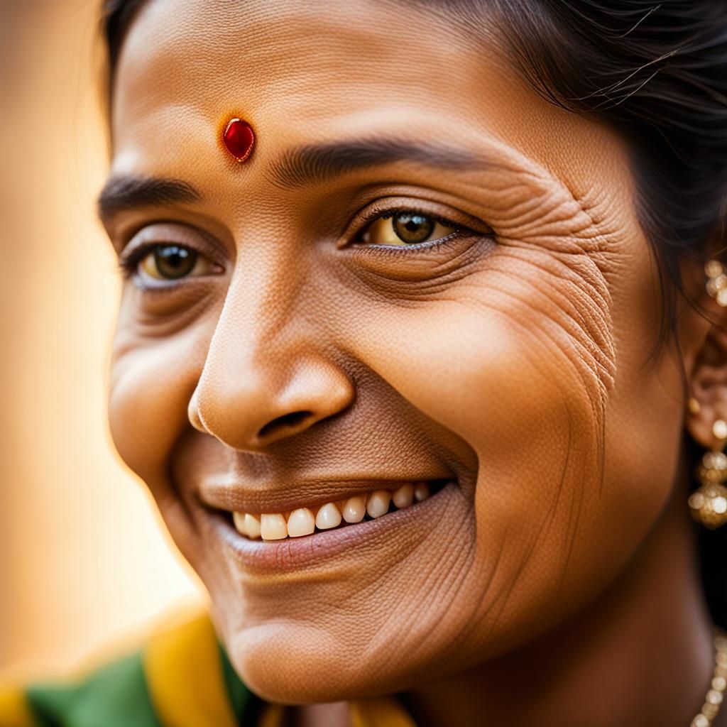 Gentle Portrait of Mother Malathi with Soft Lighting