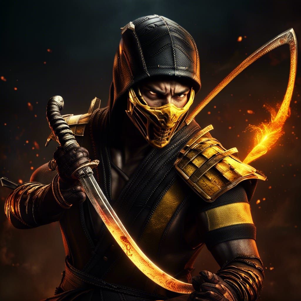 Scorpion from Mortal Kombat with Glowing Eyes