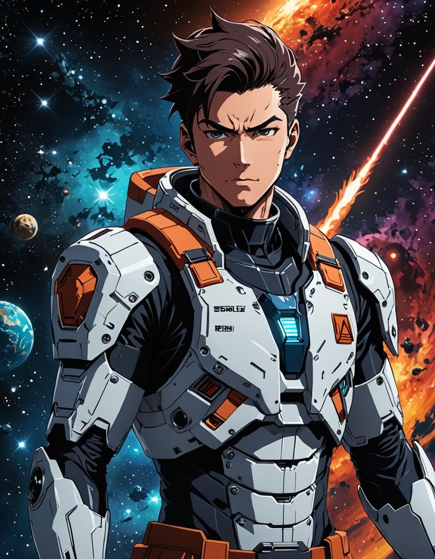 Anime Space Character in Cel-Shaded Style