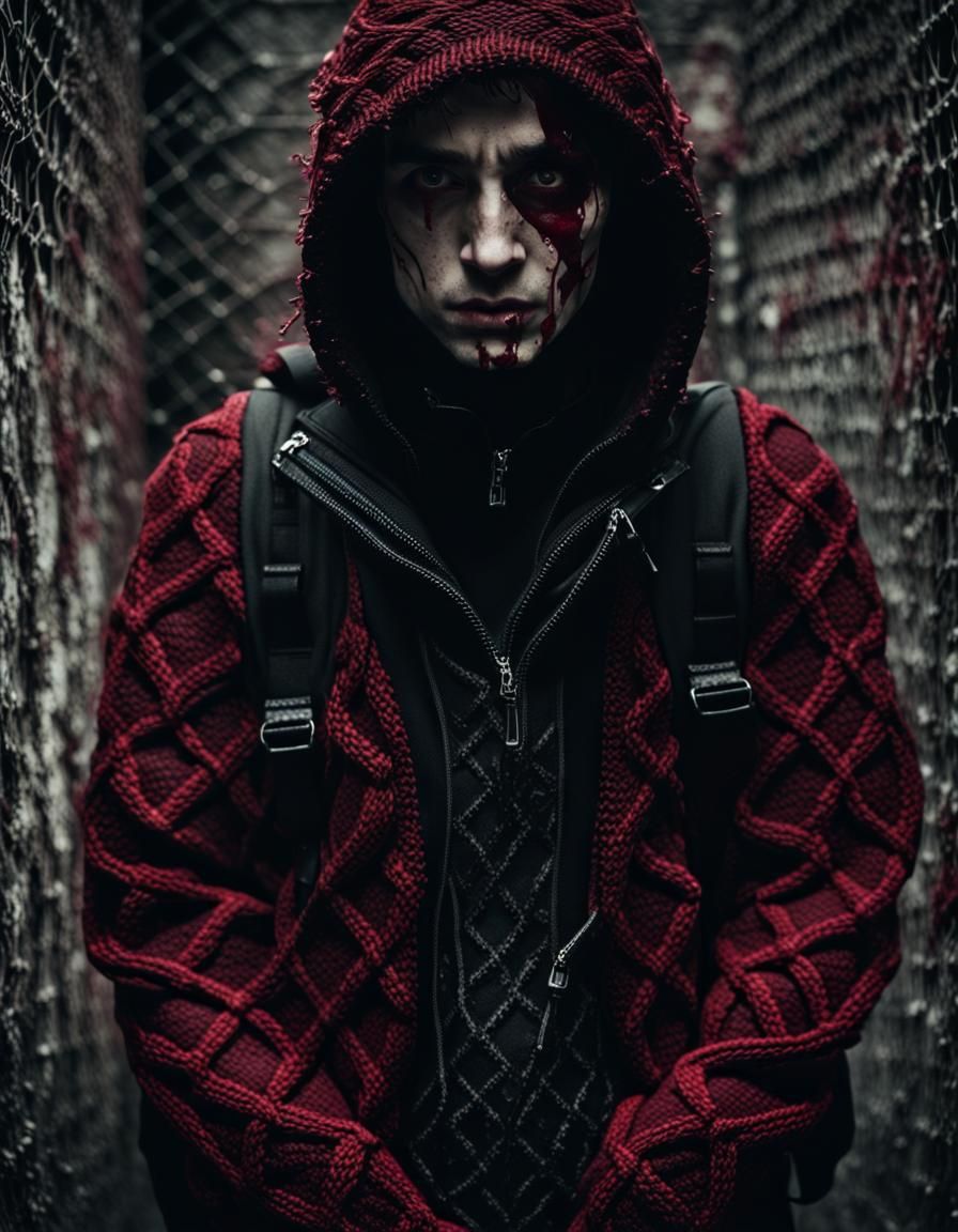 Gothic Surrealism Portrait: Dark Fantasy in Crimson