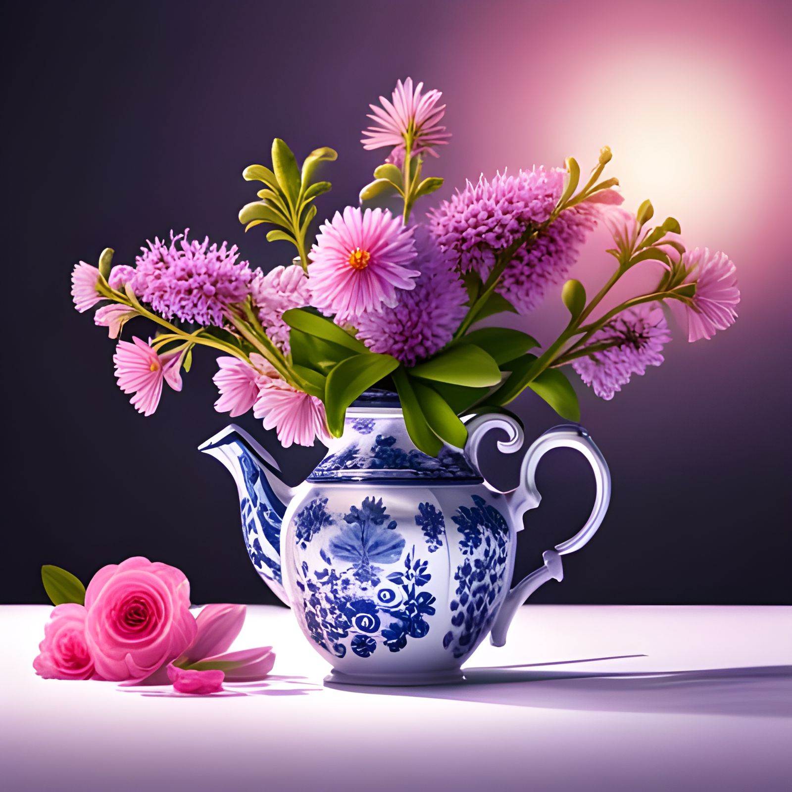 Bouquet de fleurs en théière