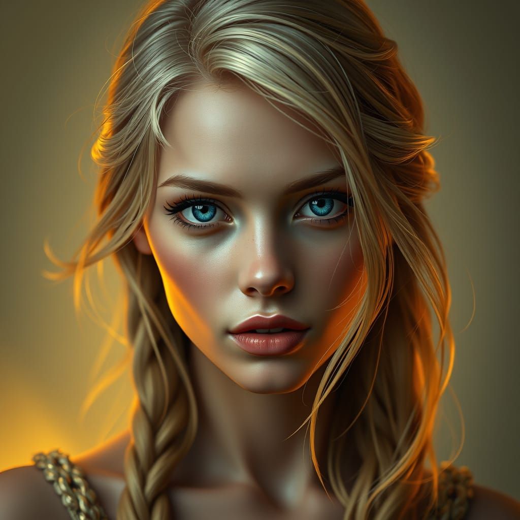 Ethereal Woman in Golden Hues