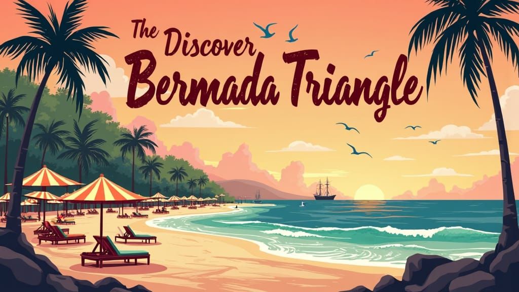 Bermuda Triangle Resort: Vintage Art Deco Travel Poster