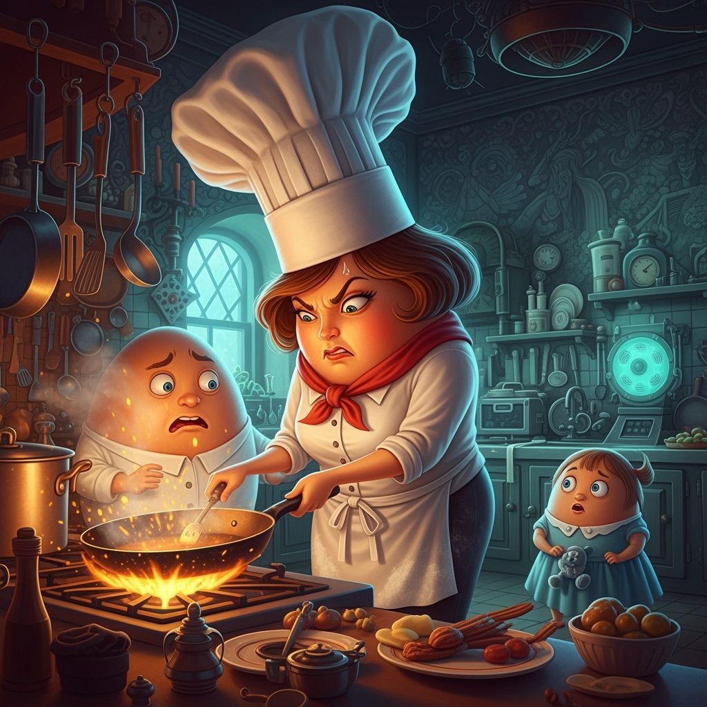 Frustrated Egg Chef Cooking Dinner