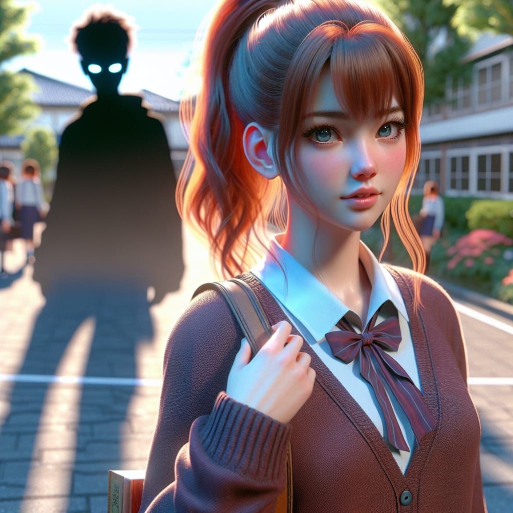 Beautiful Teenage girl with auburn hair in a pony-tail with ...