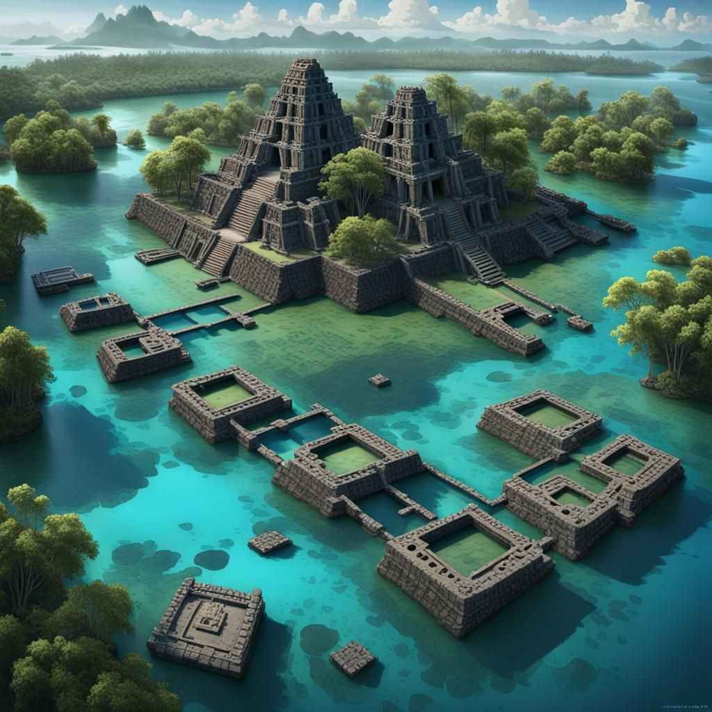 Nan Madol Civilization in Golden Age: Digital Painting