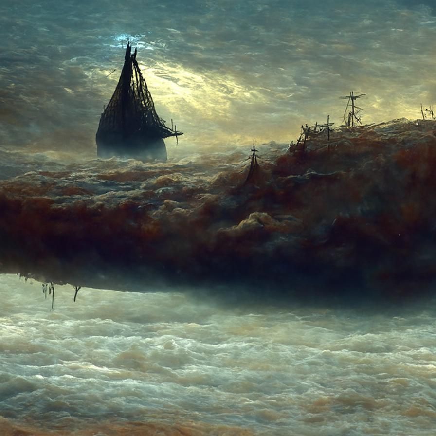 Ship Sailing on Dark Seas: Romantic Landscape
