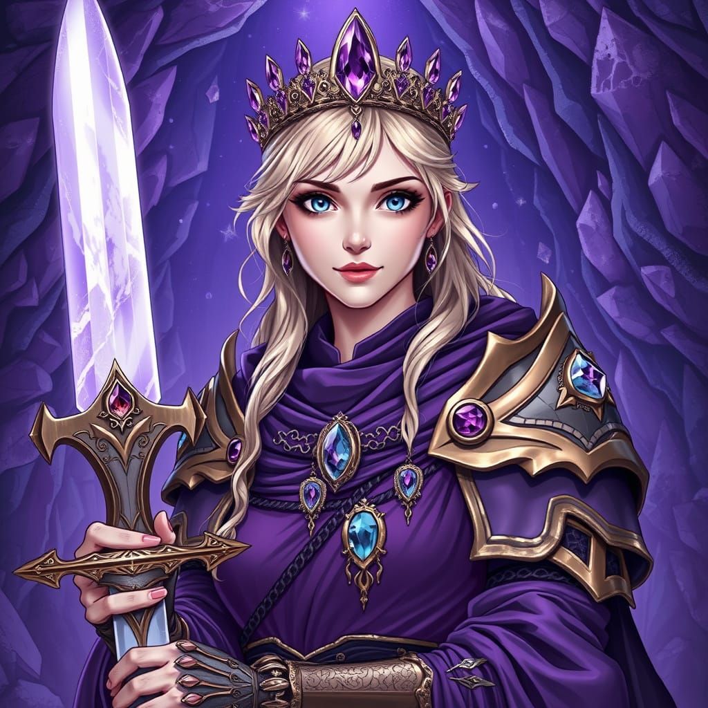 Ethereal Amethyst Princess in Johan Egerkrans' Style