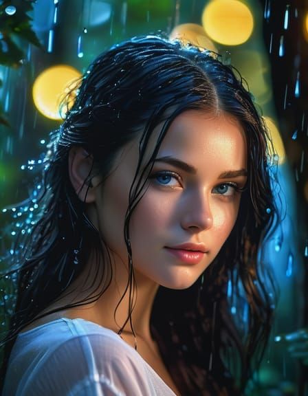 Beautiful Girl Portrait in Magical Forest