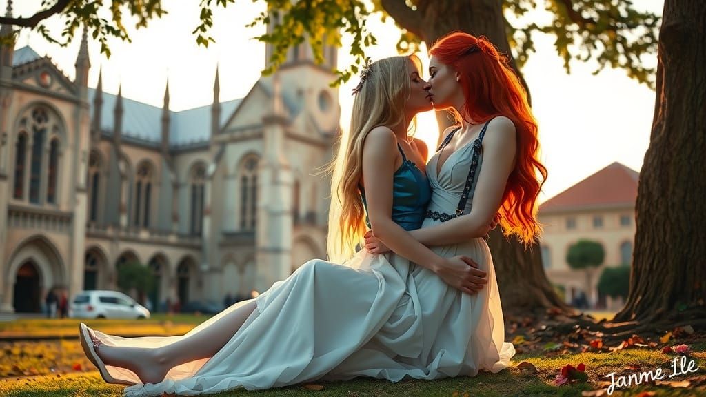 Passionate Cathedral Kiss Inspired by Frida Kahlo