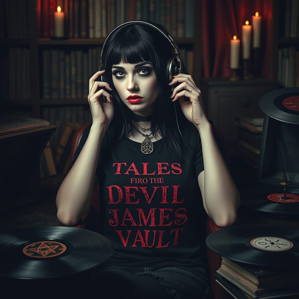 Mystical Goth Woman in Velvet Darkness