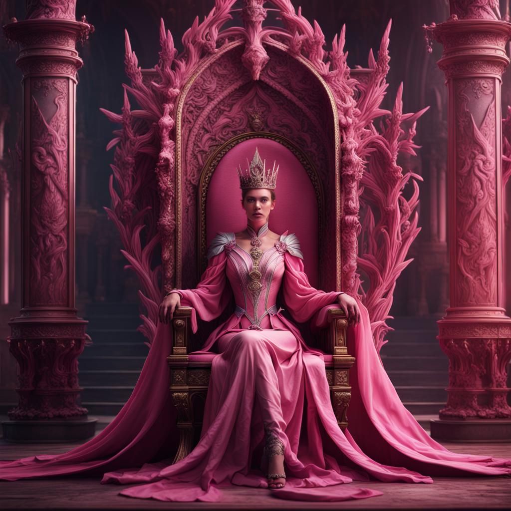 Pink Woman on Throne: Fantasy Concept Art