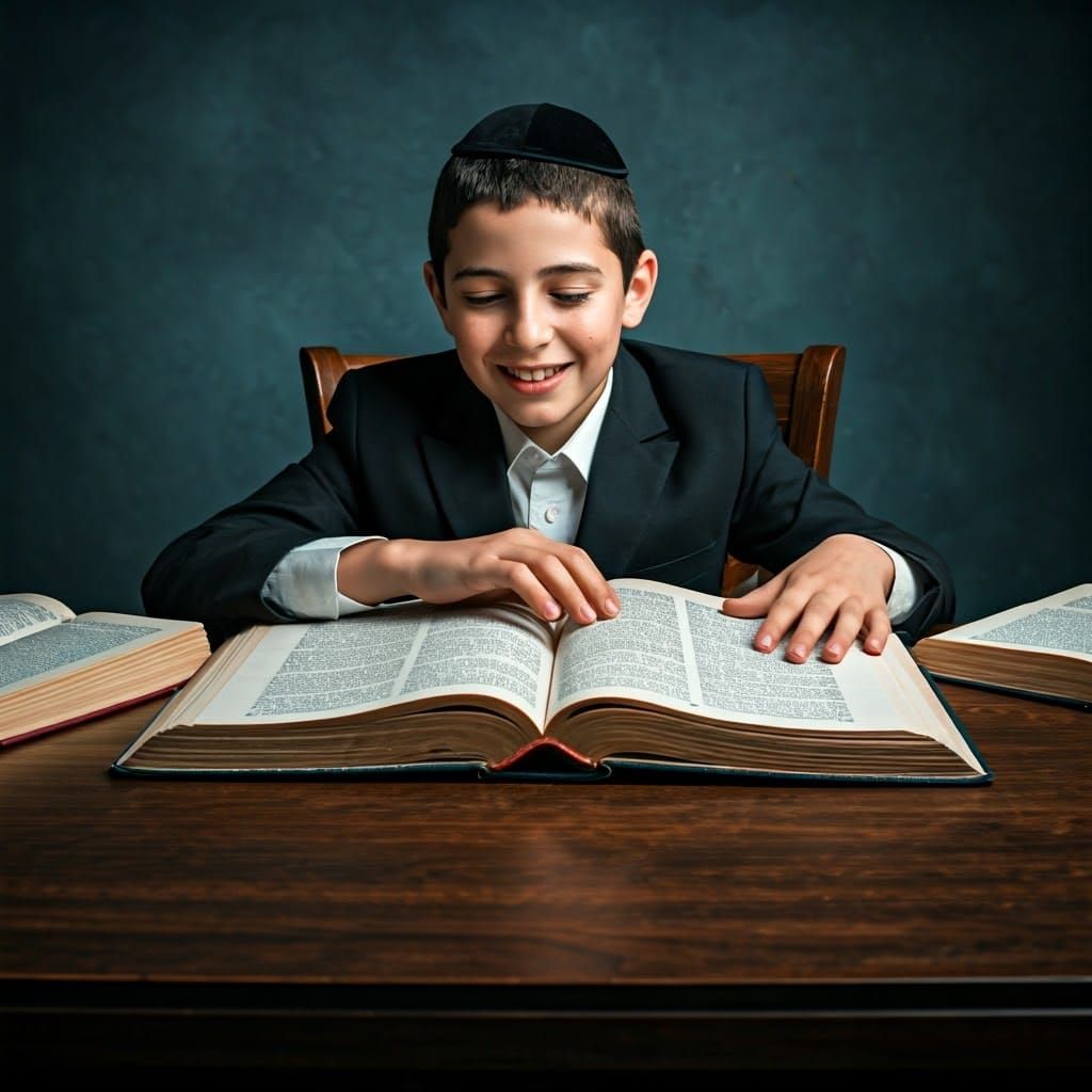 Cinematic Portrait of an Orthodox Boy Studying