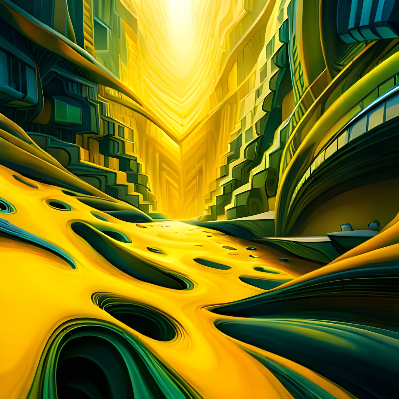 Yellow Fractal Abstract Art