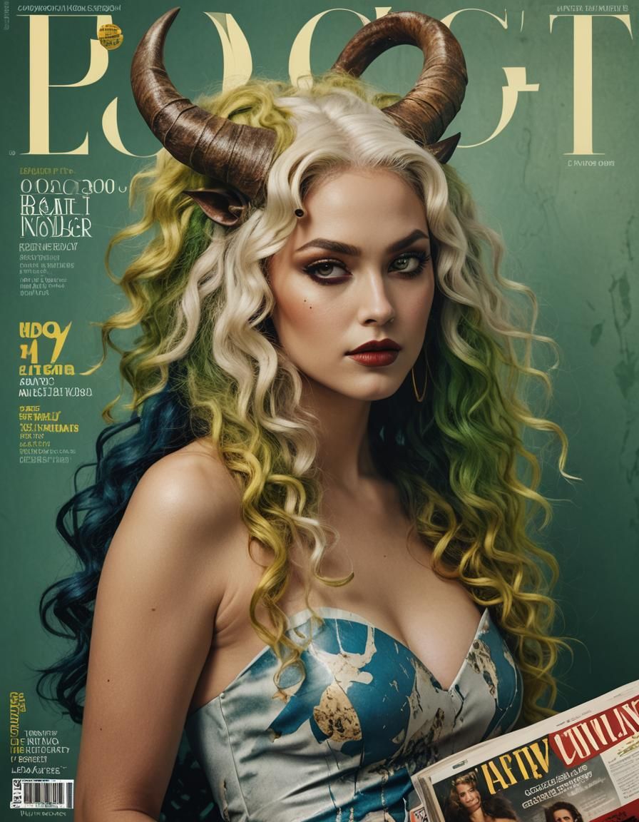 Glamorous Horned Woman on Magazine Cover