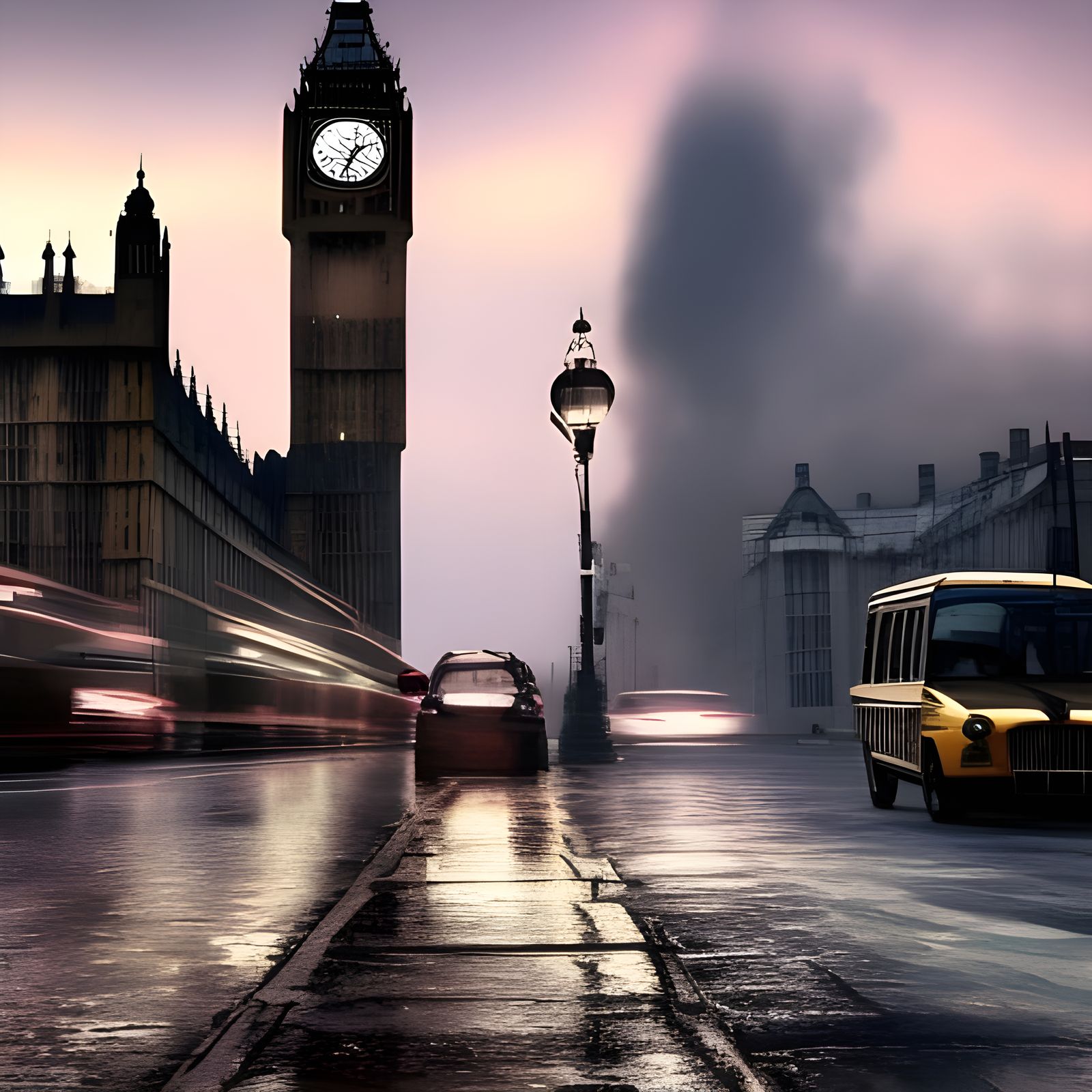 Post-Apocalyptic London Street at Sunset