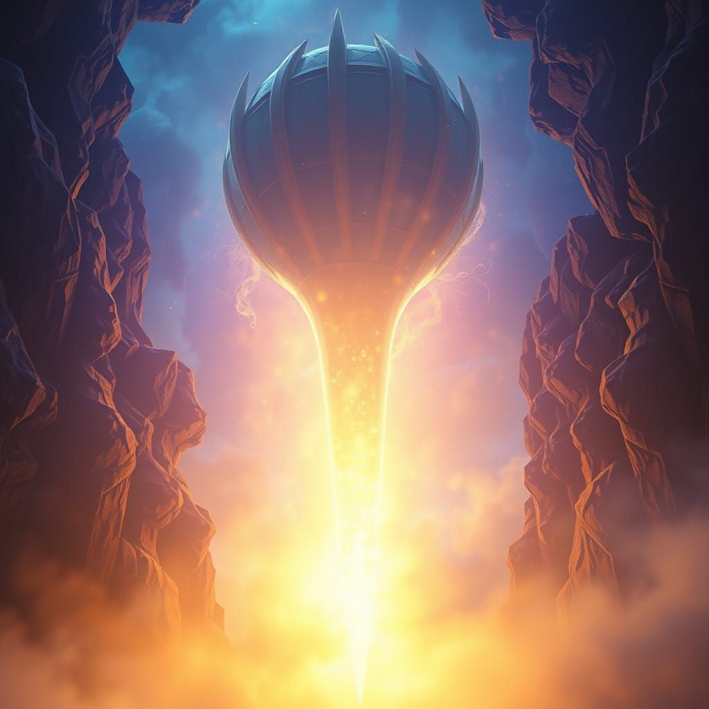 Ethereal Light Source in Vibrant Mysterious Landscape