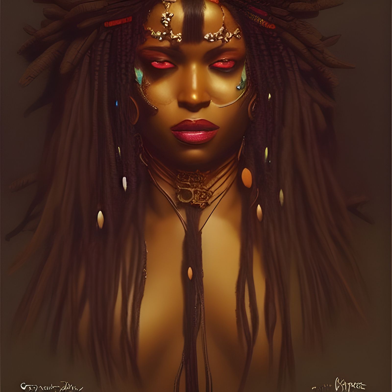 Gothic Hippie African Goddess Fantasy Painting