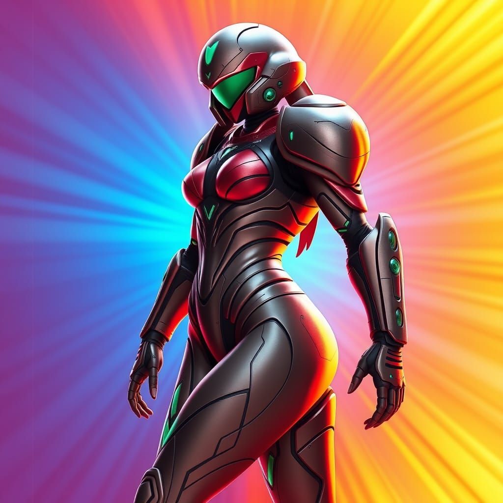 Samus in Futuristic Beachwear, Cyberpunk Swimwear