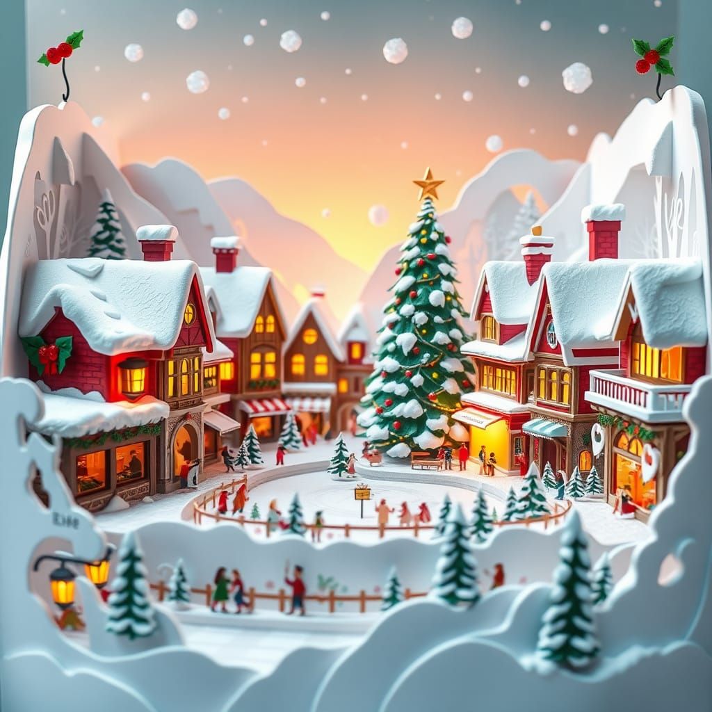 Majestic Christmas Village Pop-Up Artwork