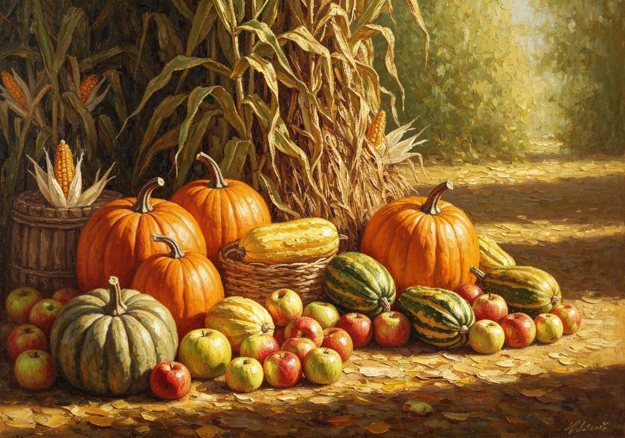 Bountiful Autumn Harvest Oil Painting