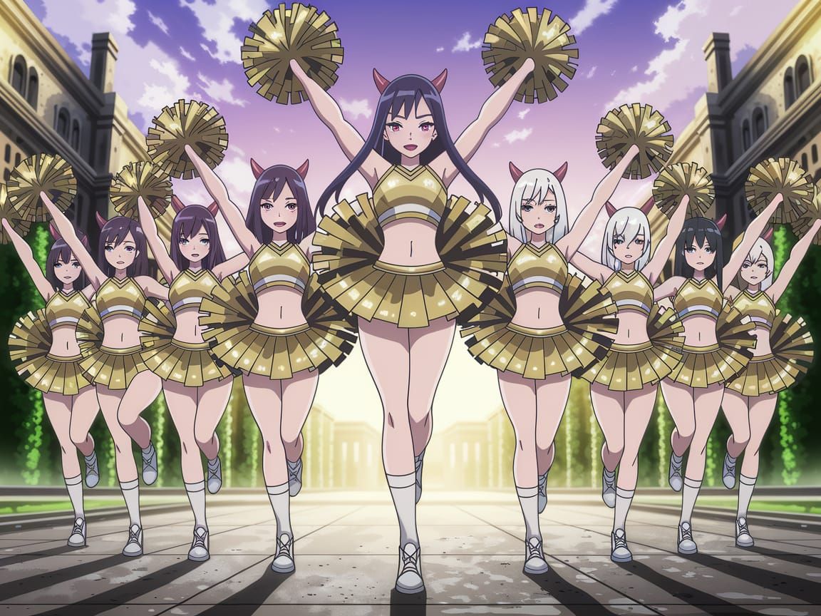 Anime Cheerleaders Made of Gold and Silver