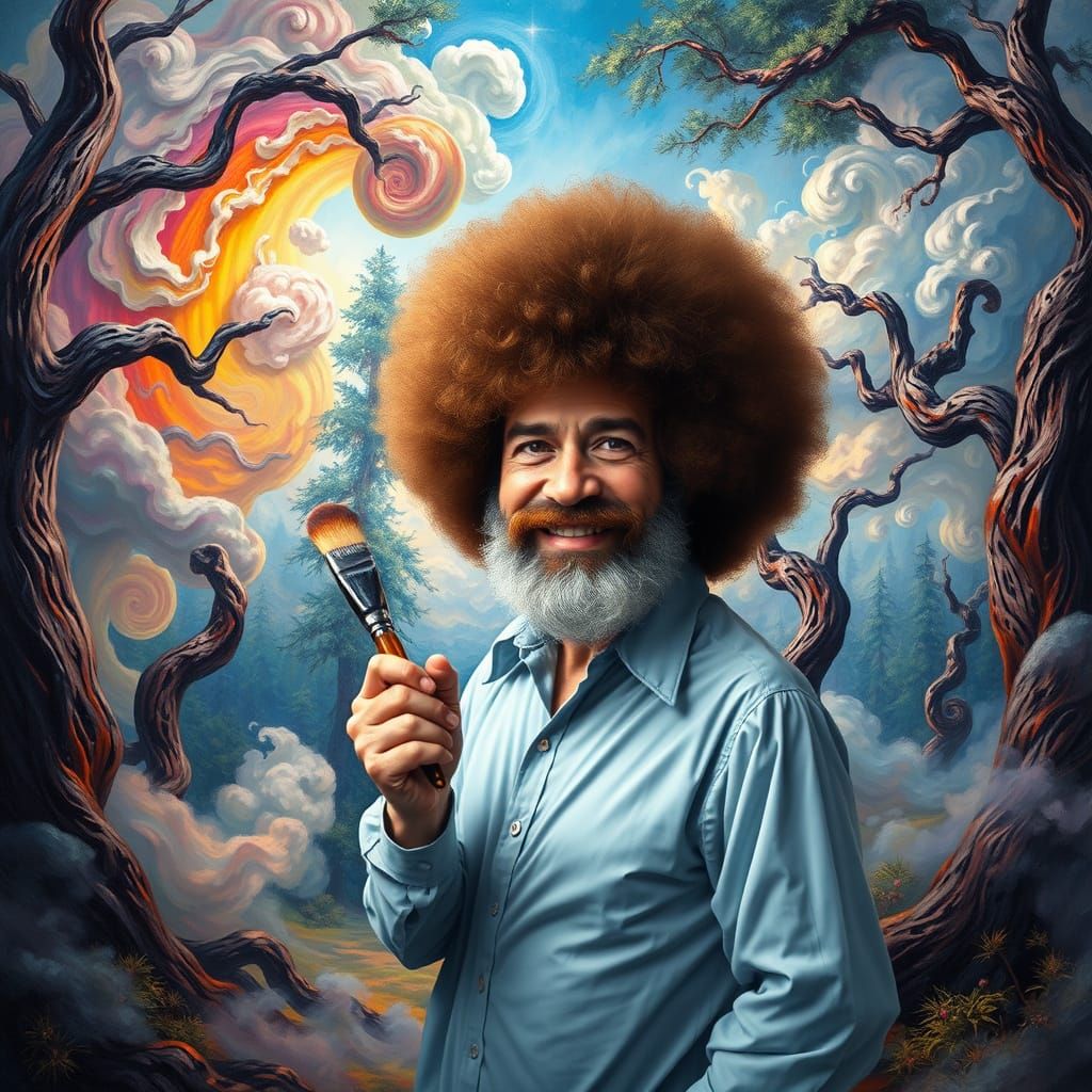 Surreal Woodland Masterpiece in the Style of Dali and Van Go...