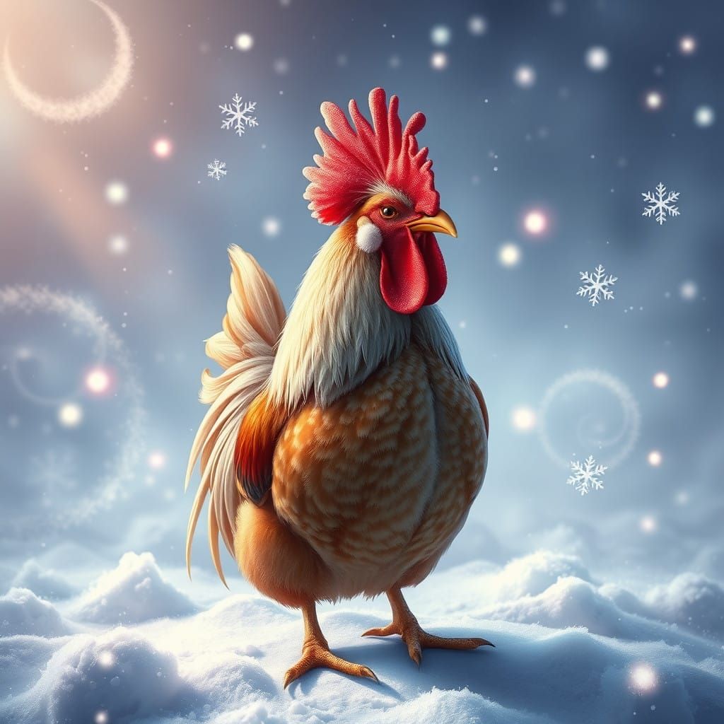 Majestic Chicken in Vibrant Red Santa Hat