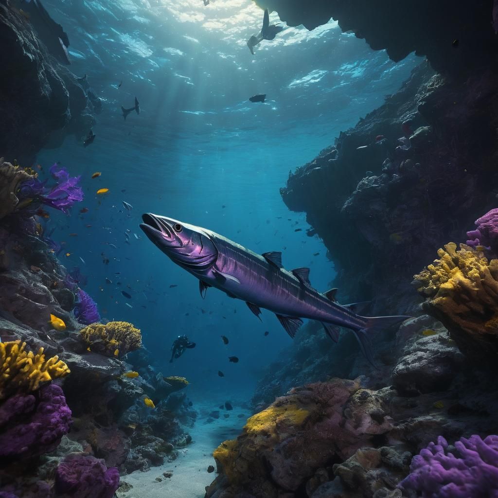 Barracuda in Dark Fantasy Mediterranean Reef