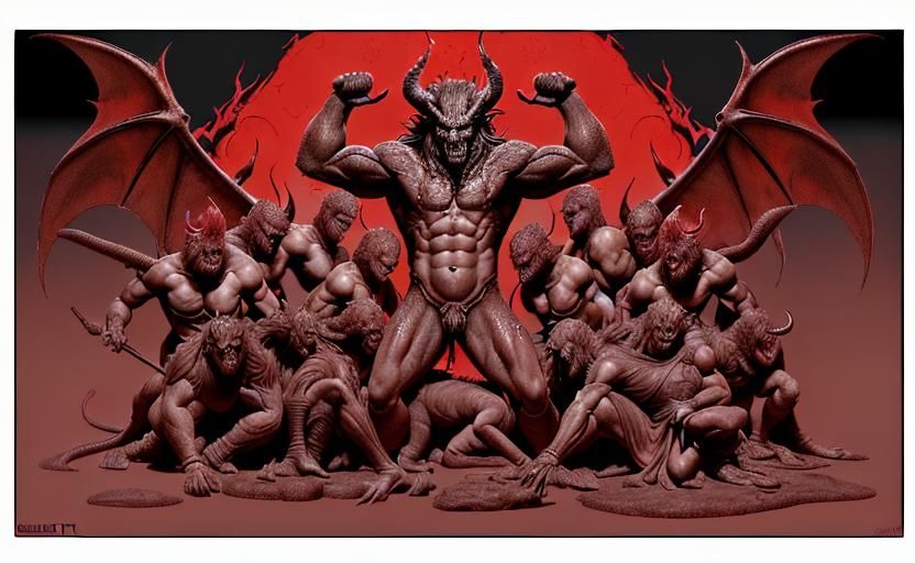 4k color outline details various reds detailed high contrast paradise lost grendel beowulf reference all sources about d...