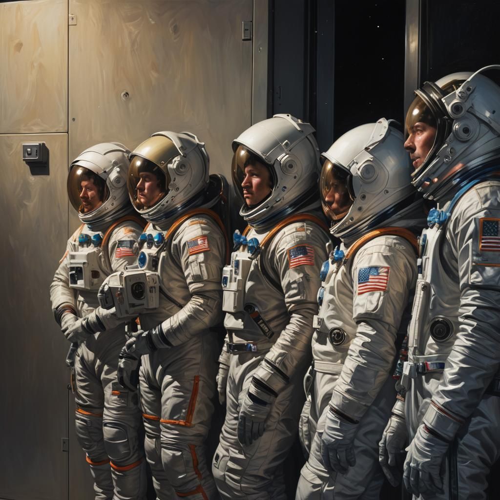 Astronauts Wait in Line at Space Station Outhouse