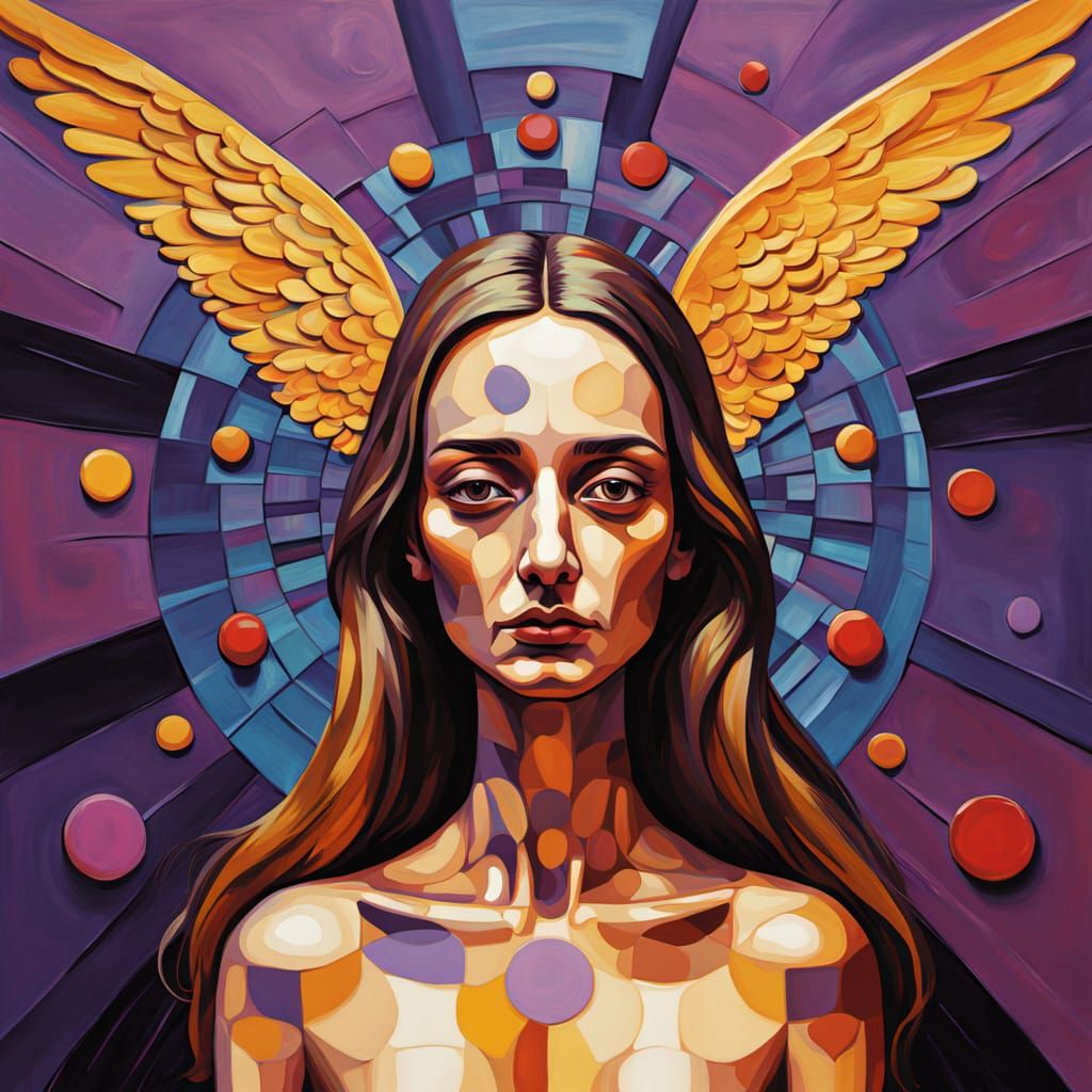 Surreal Angel of Death in Golden Hour Light