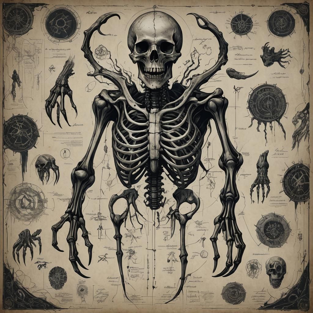 Blueprint of Horror: Anatomical Claw Drawing