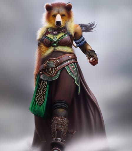 Detailed Pencil Sketch of a Celtic Bear