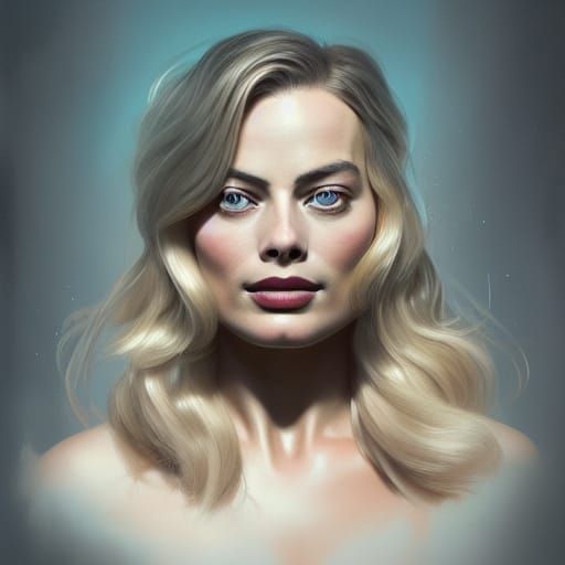 Margot Robbie Portrait in Art Nouveau Style