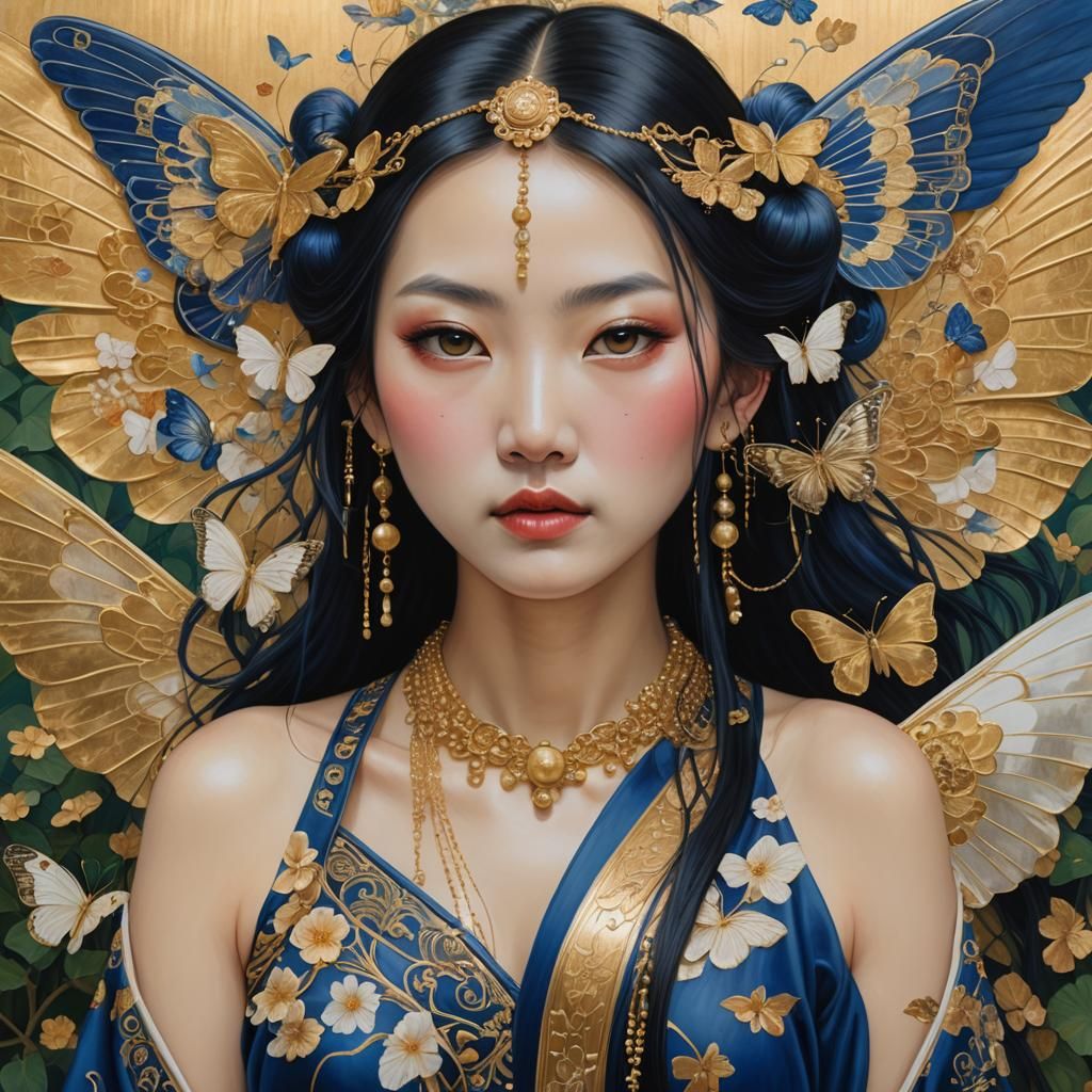 Chinese Woman with Wings in Klimt Style