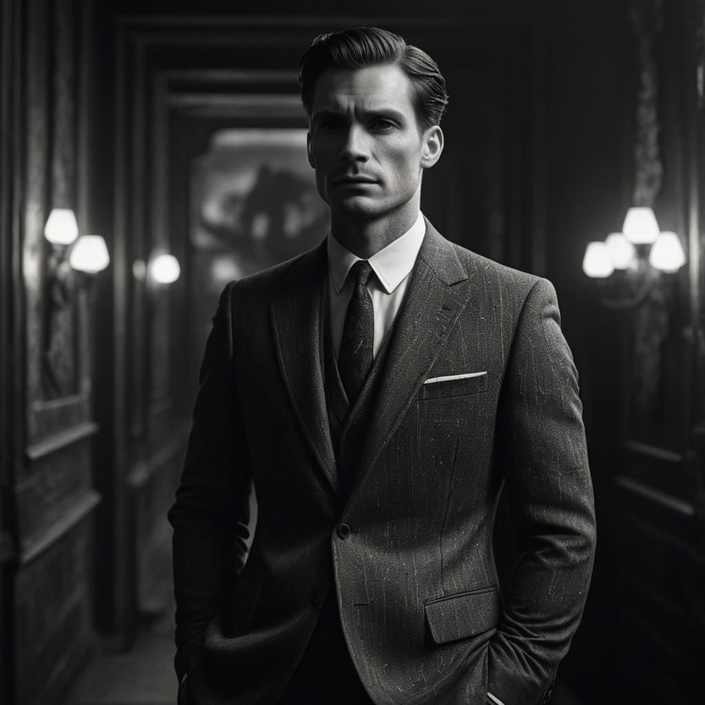 Masculine Fashion in 1950s Style Black and White Film