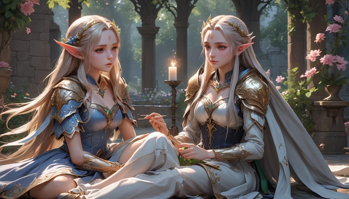 Elf Princess Heals Friend: 3D Anime Art