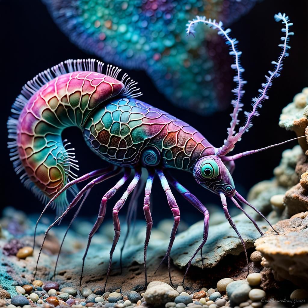 Intricate Nautilus Shrimp in Surrealist Style