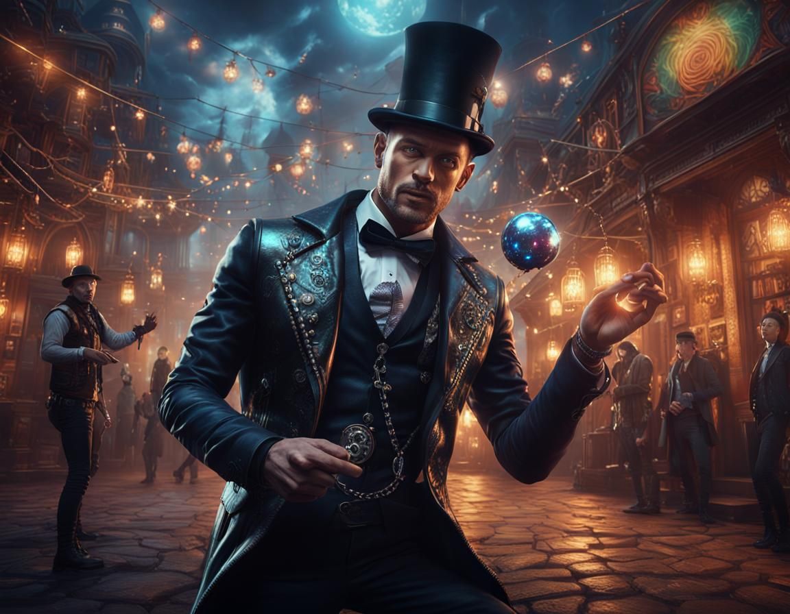 Hypnotist Hypnotizes Punk Woman: Detailed Matte Painting