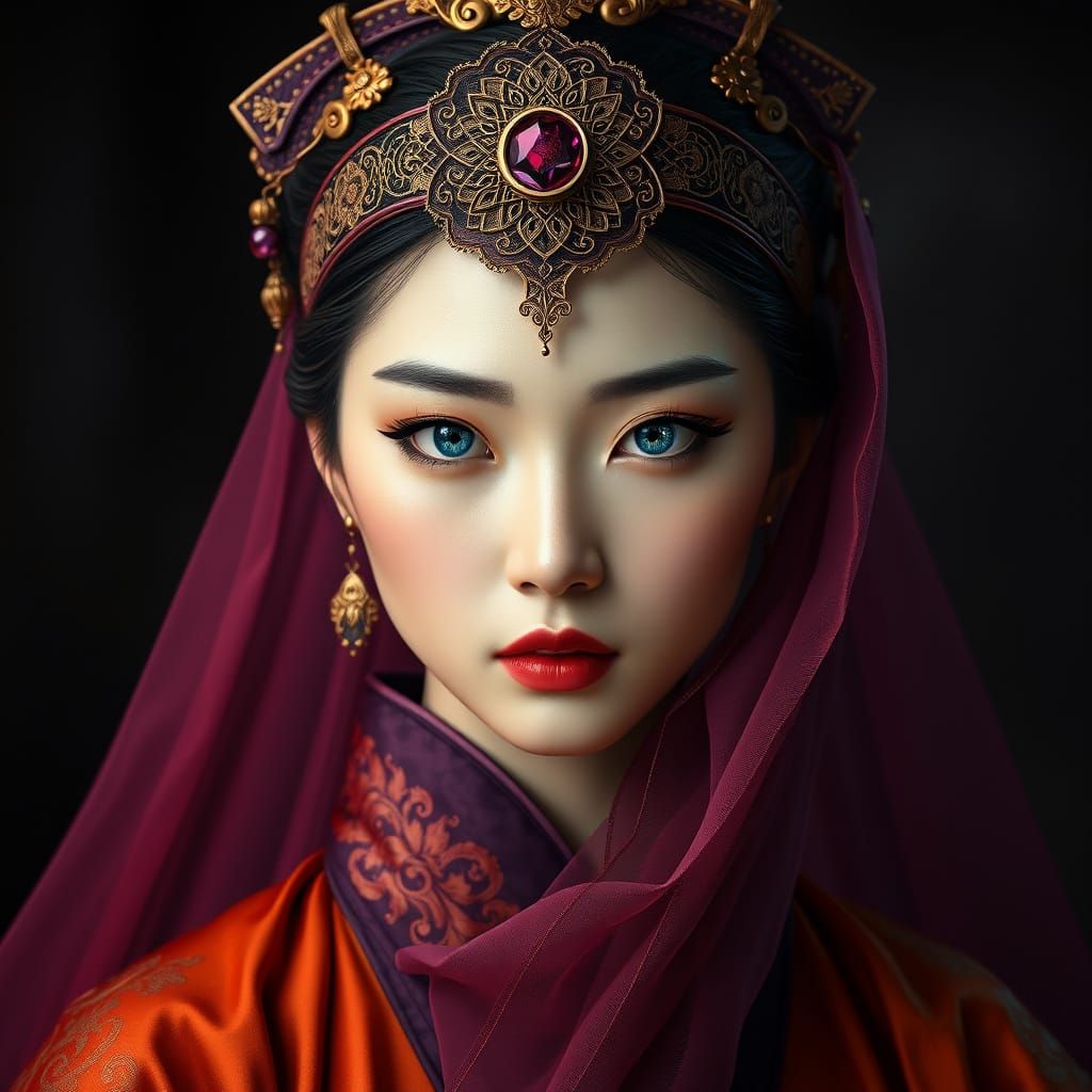 Ethereal Korean Goddess in Dark Fantasy Aesthetic