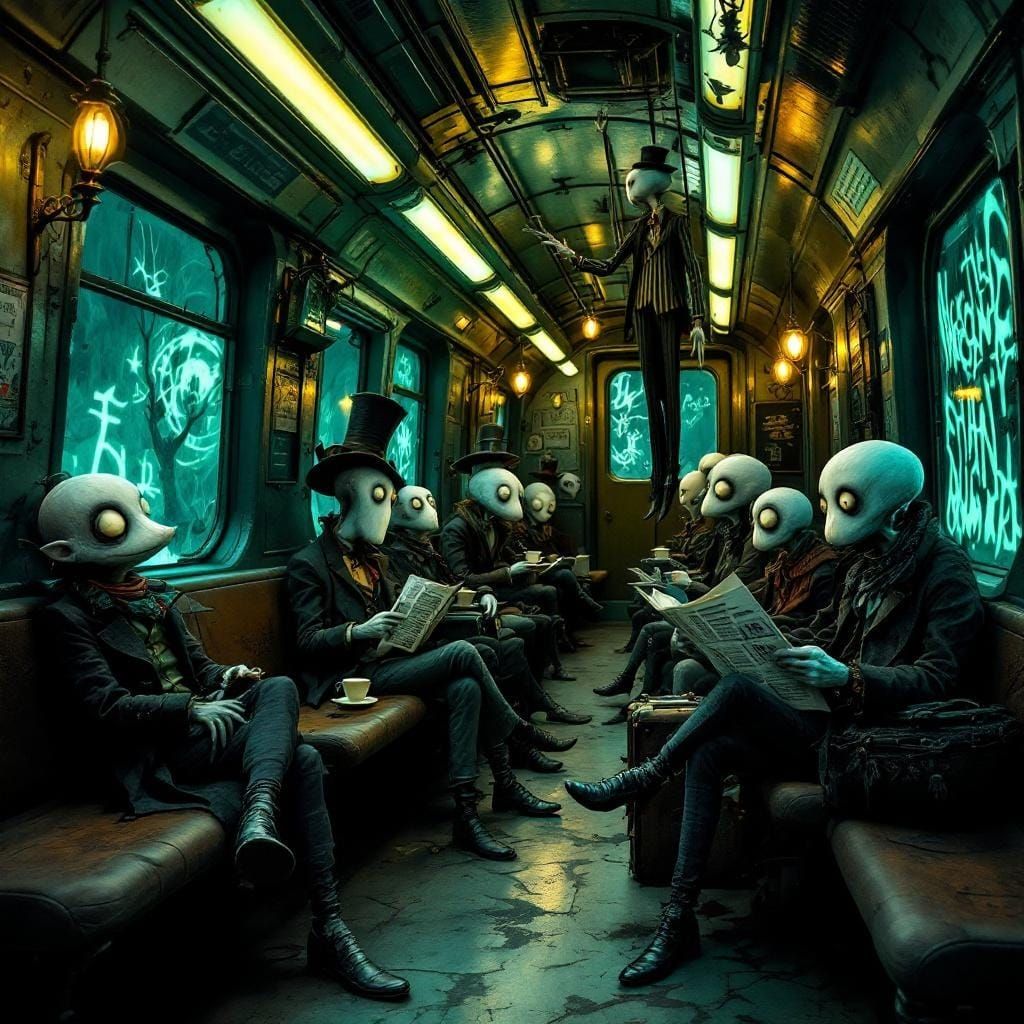 Gothic Subway Car in Tim Burton Style