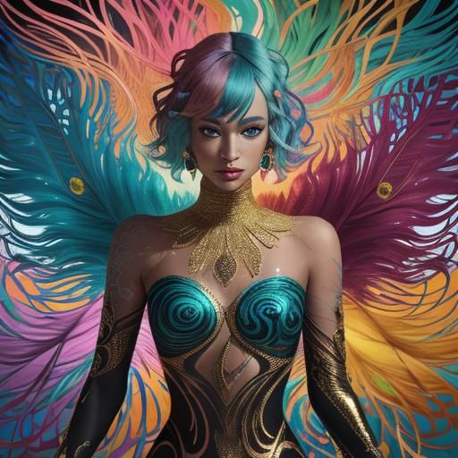 Abstract Portrait of Woman with Rose Gold Skin